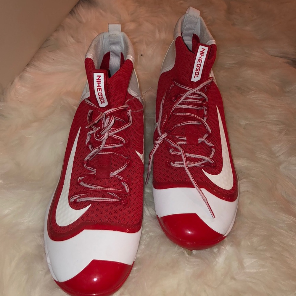 Red & white Nike Huarache BSBL Cleats Size 14 NWOT